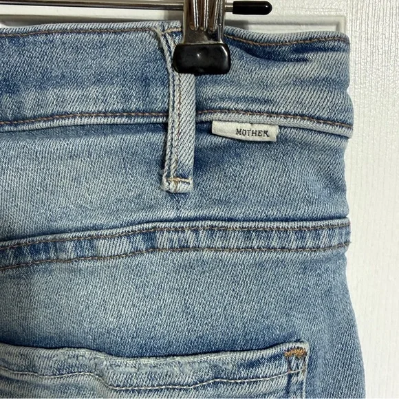 MOTHER The Hustler High Rise cropped Leg Ankle Fray Jeans Au Revoir size 32